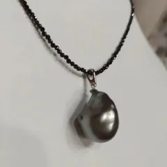 新品 WG/K18黒蝶南洋真珠バロックトップ&WG/K14ブラックスピネル