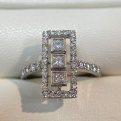 スクエアダイヤモンドリング　K18 WG　ダイヤモンド0.75ct　＃13