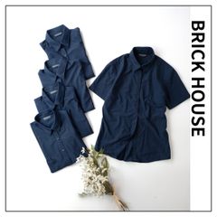 BRICK HOUSE by Tokyo Shirts ブリックハウス 5着 セット レギュラー 半袖 形態安定 レディース ニットシャツ ビジネス ネイビー(125E＋2808)25N