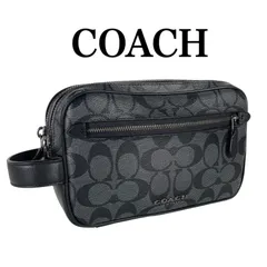 極美品　COACH セカンドバッグ シグネチャー PVC ダブルファスナー ロゴ COACH コーチ セカンドバッグ シグネチャー PVC ダブル