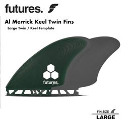 【FUTURES FIN】 フューチャーフィン  FIBER GLASS AMK TWIN KEEL アルメリック キール Al Merrick Keel アルメリック/チャンネルアイランド ツインフィン キールフィン フィン2本セット　グリーン/グレー