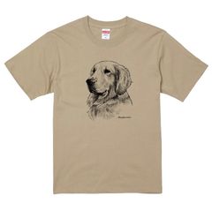 ヴィンテージライクな犬の肖像画Tシャツ（ゴールデンレトリバー）