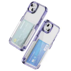 【特価商品】15用 iPhone 擦り傷防止 iPhone 透明 黄変防止 PC 耐衝撃構造 背面クリア 米軍MIL規格の保護 アイフォン15 クリア 用 用 カバー カード収納 クリア ケース ケース（iPhone 15 15パープル） MuZiF