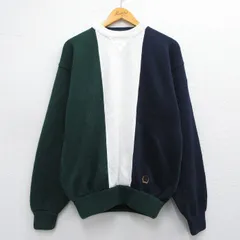 L/古着 トミーヒルフィガー 長袖 ブランド セーター メンズ 90s ワンポイントロゴ コットン クルーネック 緑他 グリーン spe 25mar25 中古 