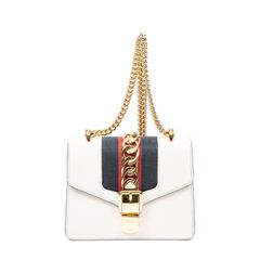 GUCCI グッチ ミニ シルヴィ チェーンバッグ アイボリー カーフスキンレザー AB