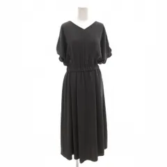 インディヴィ INDIVI 美品 ワンピース ウエストマーク 半袖 マキシ ロング 40 L チャコールグレー /AE