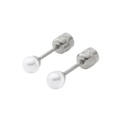 【シルバー × 4mm】[Cream dot. クリームドット公式]ステンレス製 金属アレルギー つけっぱなし サージカルステンレス パール ネジロック式 両耳用 6サイズ ビジュー 大人