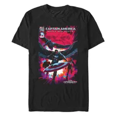 【送料無料】 マーベル メンズ Tシャツ トップス Men's Marvel Captain America Brave New World New Team Poster Graphic Tee Black