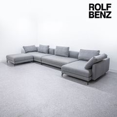 【展示品】ROLF BENZ ロルフベンツ JOLA ヨラ ソファセット カウチ オットマン付き ファブリック グレー 定価388万