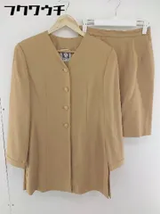 ■ ANNE KLEIN アンクライン ノーカラー ジャケット 膝丈 スカート セットアップ サイズ9 ブラウン系 レディース  【1106230014134】のサムネイル