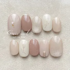 ミラーチューリップ⸜❤︎⸝ブラウンネイル　ネイルチップ　付け爪　ブライダル　結婚式　白無垢　成人式　マグネット　シンプル