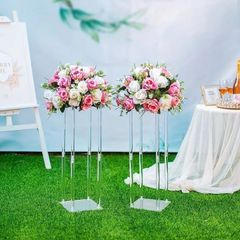 花台 結婚式 フラワースタンド クリア 2個セット おしゃれ かわいい インテリア フラワー アレンジメント アクリル 北欧 シンプル  プレゼント 4-7