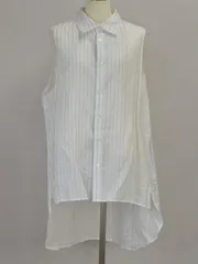 ヨウジヤマモト Y's ワイズ ノースリーブ シャツ/ブラウス ベスト ストライプ 2サイズ ホワイト レディース j_p F-L7625のサムネイル