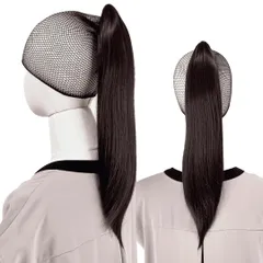 Luce brillare ポニテールウィッグ クリップ ストレート エクステ レディース ウィッグ グラデーション ハイライト ロング 短い 30cm 40cm 50cm 60cm 耐熱 子供 キッズ 髪飾り カラフル メッ [ダークブラウン] [40cm]