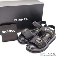 新品 CHANEL ツイード フットベット スポーツサンダル 黒 23 シャネル
