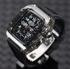 44mm用★ブラック&シルバー★アップルウォッチバンド ラバーベルト カバー　Apple Watch クリア ケース 4 5 6 7 8 9 se スポーツ メンズ レディースのサムネイル