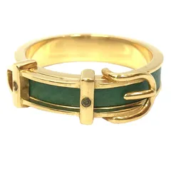 HERMES 　エルメス　リザードレザー　スカーフリング　ベルトモチーフ　グリーン×ゴールド　aq11230