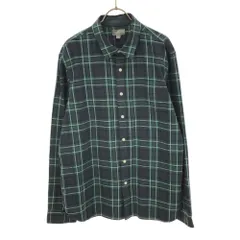 エルエルビーンシグネチャー チェック 長袖 シャツ L ネイビー×グリーン L.L.Bean SIGNATURE メンズ 古着 【240424】