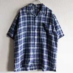 【美品】POLO RALPH LAUREN【CLAYTON リネン オープンカラー チェックシャツ】L ポロラルフローレン 25090962