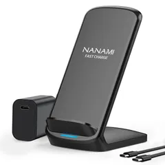 NANAMI ワイヤレス急速充電器 (USB-C 20W出力の急速充電器に昇進) 置くだけ充電器 セット 7.5W/10W/15W iPhone 15/14/13/12シリーズ/SE第二世代/11(Pro)/XR/Xs(Max)/X/8(Plus) Gal 1