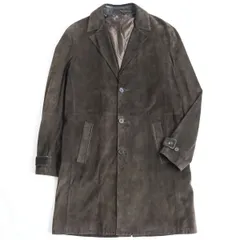 ★和さん様専用★美品●Brioni ブリオーニ 裏地ロゴ刺繍入り カーフスキン×ラムスキン レザーチェスターコート/ロングコート ブラウン 50 イタリア製のサムネイル