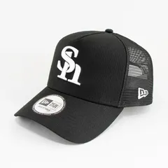 【ニューエラ正規品】ニューエラ NEW ERAⓇ 帽子 9FORTY A-Frame トラッカー ソフトバンクホークス ブラック ホワイト(商品番号：14524975)