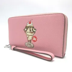 コーチ 財布 長財布 COACH LONG ZIP AROUND レザー サンデー グラフィック ウォレット ストラップ付き CU380 SVAOH (チェリーブロッサム) アウトレット レディース 送料無料