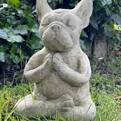 ヨガドッグフィギュア - メディテーションポーズのブルドッグオブジェ (14.5cm)