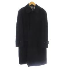 バーバリーブラックレーベル BURBERRY BLACK LABEL ステンカラーコート ロング ウール カシミヤ混 比翼ボタン チェック M 黒 ブラック /KW ■GY19のサムネイル