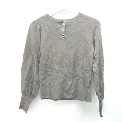 ◇ NATURAL BEAUTY BASIC ラウンドネック リブ 薄手 無地 長袖 ニット サイズM グレー レディース E  【1310050026547】