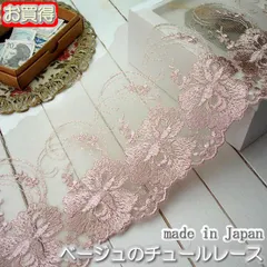 在庫処分13.5cm幅 豪華なベージュのチュールレース(3m)