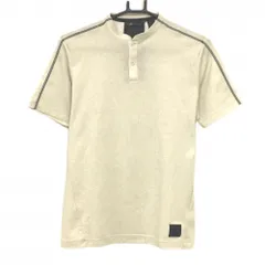 アディダス 半袖ポロシャツ ベージュ系 ストライプ地模様 スタンドカラー メンズ S ゴルフウェア adidas