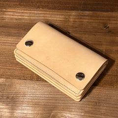 【トラッカーウォレット ミドル】 ナチュラル 本革 長財布 ハンドメイド 財布 メンズ 男性 レザー 牛革