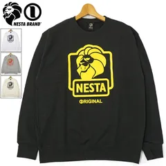 【カラー・サイズ選択可】 NESTA BRAND ネスタブランド ネスタライオン 長袖スウェット 223NB1313 トレーナー ボックスプリント ストリート カジュアル 丸首 Uネック トップス メンズ レディース 新品【NESTA BRAND正規販売店】