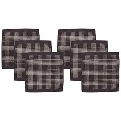 【新着商品】無印良品 ふっくらパイルハンドタオル(柄)・ダークブラウンチェック 6枚組 34×35cm やわらか