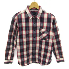 グローバルワーク 長袖シャツ トップス ネルシャツ チェック柄 メンズ Lサイズ 赤×紺 GLOBAL WORK 【中古】