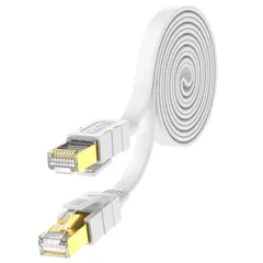 【人気商品】Lovicool LANケーブル 1m CAT8 高速 有線lan カテゴリー8 フラットタイプランケーブル 40Gbps/2000MHz RJ45金メッキコネクタ イーサネットケーブル PC モデム ルーター PS3 PS4 Xbox等に対応 ホ
