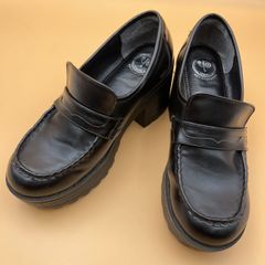 【24.5cm】YOSUKE ヨースケ 厚底 コインローファー/レディース シューズ スニーカー/ブラック系 黒/合成皮革 合皮 フェイクレザー/8310002 01 245/ 服飾 (78-2025-0725-KO-008)