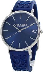 良品 COACHコーチ メンズ腕時計ブルー ブラウンレザーベルト存在感抜群