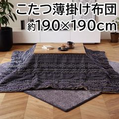 インド綿 こたつ布団 薄掛 約190×190cm ジラル ジャガード織 リバーシブル おしゃれ カジュアル デニム風 耐久性 コタツ用 薄い 布団 省スペース コンパクト あったか 寒さ対策 ポリエステルわた ふんわり ネイティブ柄 こたつ掛け