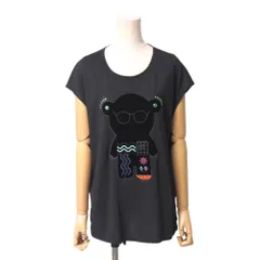 ■美品■Emporio Armani エンポリオ・アルマーニ タンクトップ サイズ42 ノースリーブ フレンチスリーブ ラインストーン フロッキープリント ベア ブランド古着【中古】20250807/RA5739