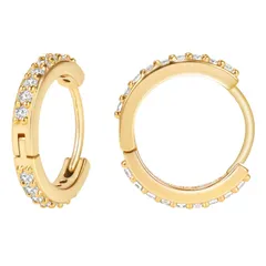 【数量限定】18金 ピアス レディース イヤーカフ ジルコニア フープリング ノンホールピアス キャッチ不要 DAISYHOUSE 金属アレルギー対応 両耳セット 二色 (ゴールド)