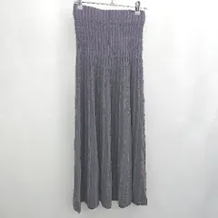 ◇ Θ crie conforto ウエストゴム ストライプ柄 ロング フレアー スカート サイズS グレー パープル レディース E  【1505290013338】