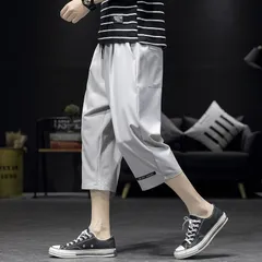 新品 クロップドパンツ メンズ 接触冷感 冷感パンツ 七分丈 夏 ひんやり ハーフパンツ ひざ下  ワークパンツ 作業着 通学 kkkpzc