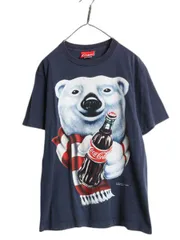 【お得なクーポン配布中!】 90s USA製 コカコーラ 企業 両面 プリント 半袖 Tシャツ メンズ L / オールド シロクマ キャラクター シングルステッチ ヘビーウェイト 紺