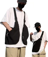 GRHONC 多機能ベスト 着れるバッグ 2way 大容量ポケット LCC対策 釣り アウトドア 旅行 キャンプ 登山 バイク(ブラック,  Free Size)