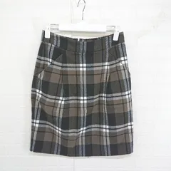 ◇ JEANASIS ジーナシス チェック バックジップ 膝丈 タイト スカート サイズF ブラウン ブラック ホワイト系 レディース E  【1303240029176】