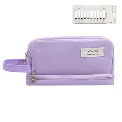 ペンケース 筆箱 大容量 3層 ふでばこ おしゃれ 鉛筆ケース シンプル 多機能 収納バッグ 付箋付き 鉛筆ポーチ 小物入れ 化粧バッグ 男の子 女の子 小学生 中学生 高校生 大学生 社会人用 (ピンク, 22cm×10cm×10cm) 1