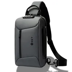 [Kanpari] 肩掛けバッグ メンズ 大容量 ショルダーバッグ ボディバッグ 防水 usbポート付き ipad収納可能 防犯ロック 海外旅行 [グレー]