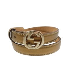 美品 グッチ GGロゴ 159614 レザー ゴールド金具 ゴールド  85・34 ベルト 0976 GUCCI